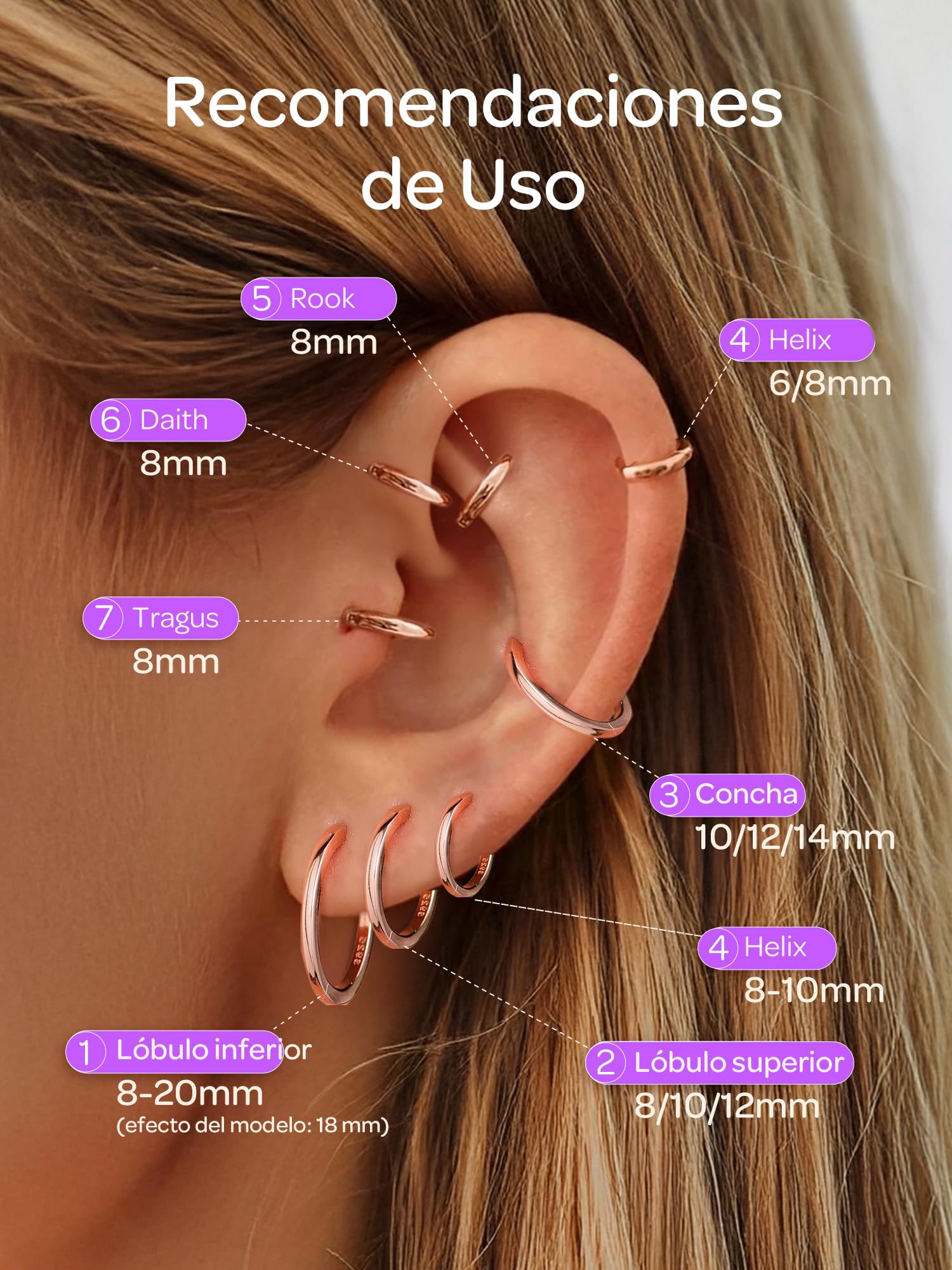 ChicSilver 925 Plata Pendientes Aros Mujer Hoop Earrings Aretes Finos