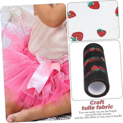 Miniatura 6 de VILLCASE 1 rollo pequeño de malla de fresa, rollo de cinta decorativa para envolver, carrete de tela, tutú, cinta de tul, cinta decorativa de gasa,