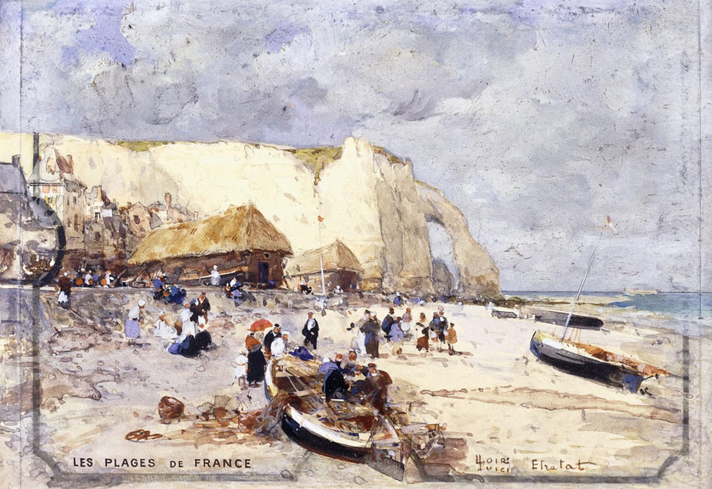 POSTERIIk Famous Modern Artwork Art Mural the Beach At Etretat by Famous Artist Oil Paintings Pictures for Home Decor 60x90cm