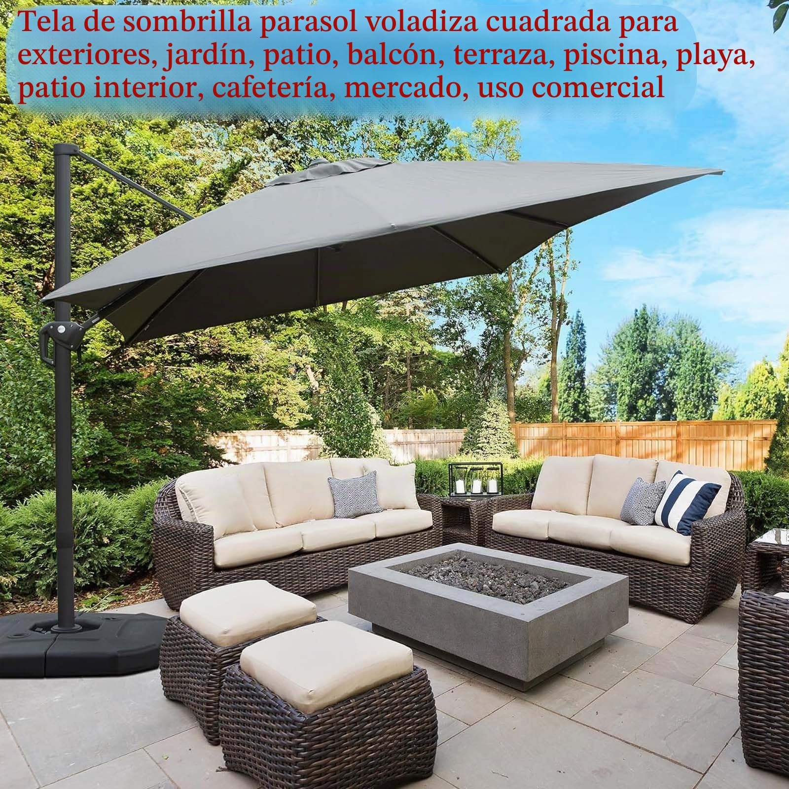 Toldo De Recambio De Sombrilla 4x3 3x3 2.5x2.5m, Resistente Desgaste Lona De Replacement Voladizas Parasol Tela Plegable Cubierta Cuadrado, Protezione Solare UV50+ Impermeabile(Offwhite,3X3m)