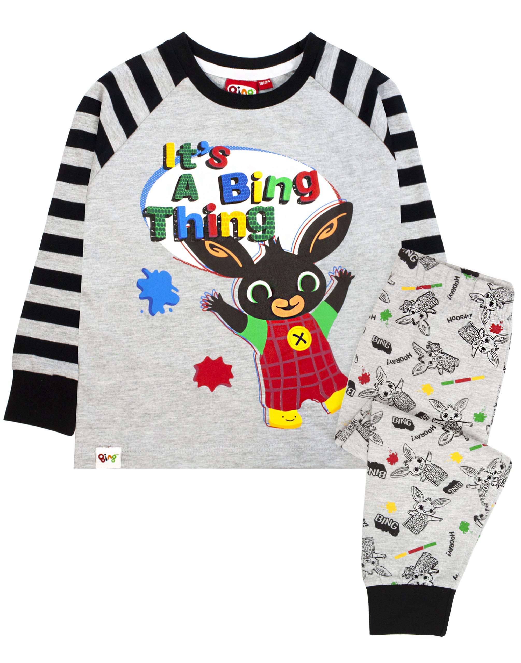 Vanilla Underground Boys Grey Bing Bunny Bing Long Sleeve Long Leg Pyjama Set [Dis] - 18-24 Months