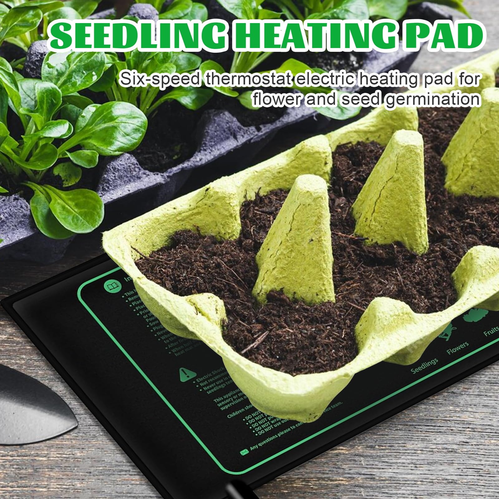 Heizmatte Pflanzen mit Thermostat, Reptil Dragon Temperatur Heizkissen, 50W Zimmergewächshaus Wärmematte, Sämlinge Heizmatte für Sämling Germination und Haustier(25 * 52CM)