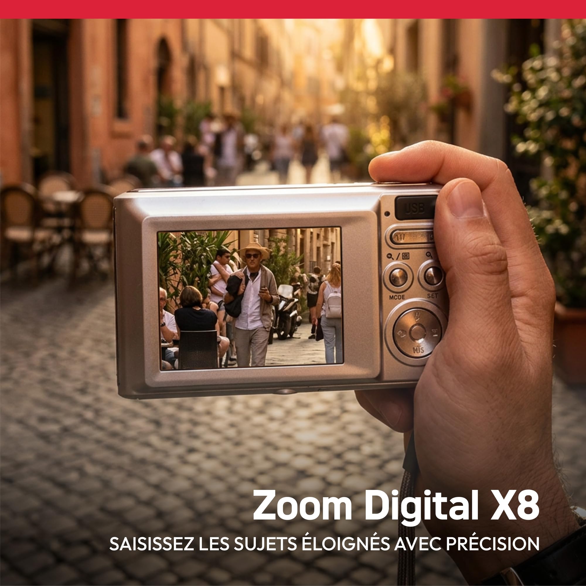 AgfaPhoto Realishot DC5500 - Appareil Photo Numérique Compact, 24 MP, Ecran LCD 2,4", Zoom Digital 8X, Vidéo HD 720p, Mémoire Externe SD, Batterie Lithium - Rose