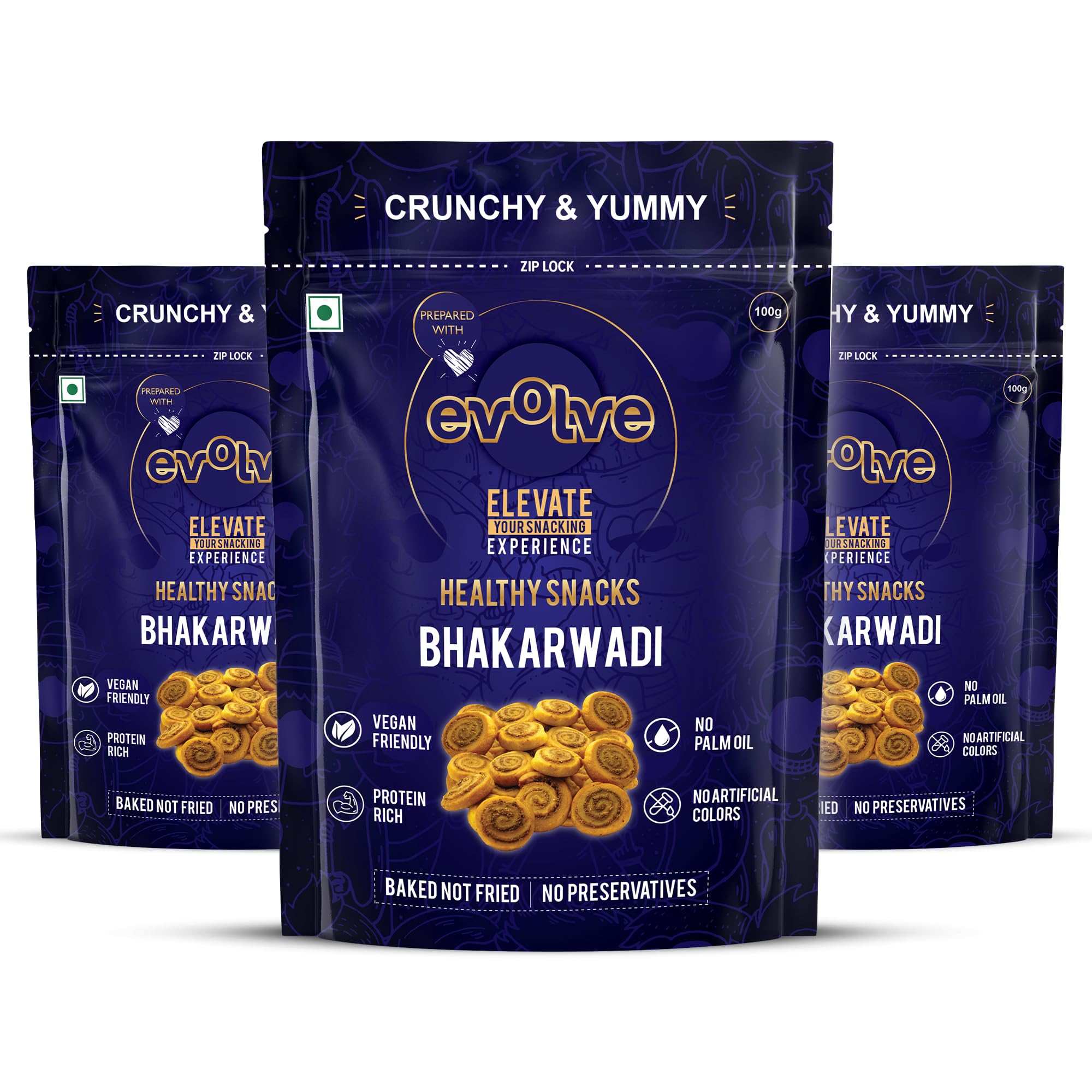 Evolve Baked Bhakarwadi Healthy Snacks for Kids, Adults | Gluten Free, No Artificial Colors & Preservatives, Freshly Made, Ready to Eat, Crunchy Masala Flavor - 100g Pack of 3 (B08CSDBKTZ) Amazon Price History, Amazon Price Tracker