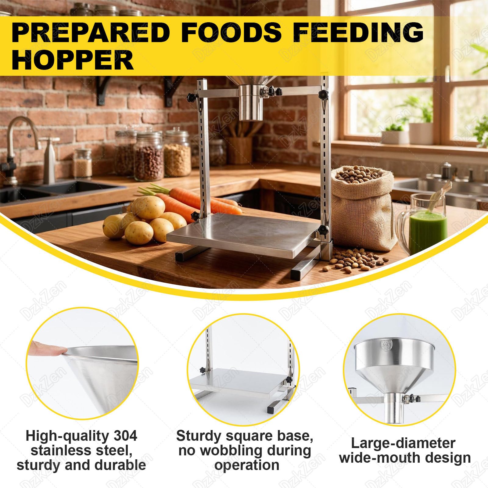 Embudo De Llenado Manual, Tolva De Alimentación De Acero Inoxidable 304 con Soporte, Bandeja Elevable Ajustable, Diseño De Boca Ancha, para Dispensación De Polvos, Líquidos Y Gránulos 2cm