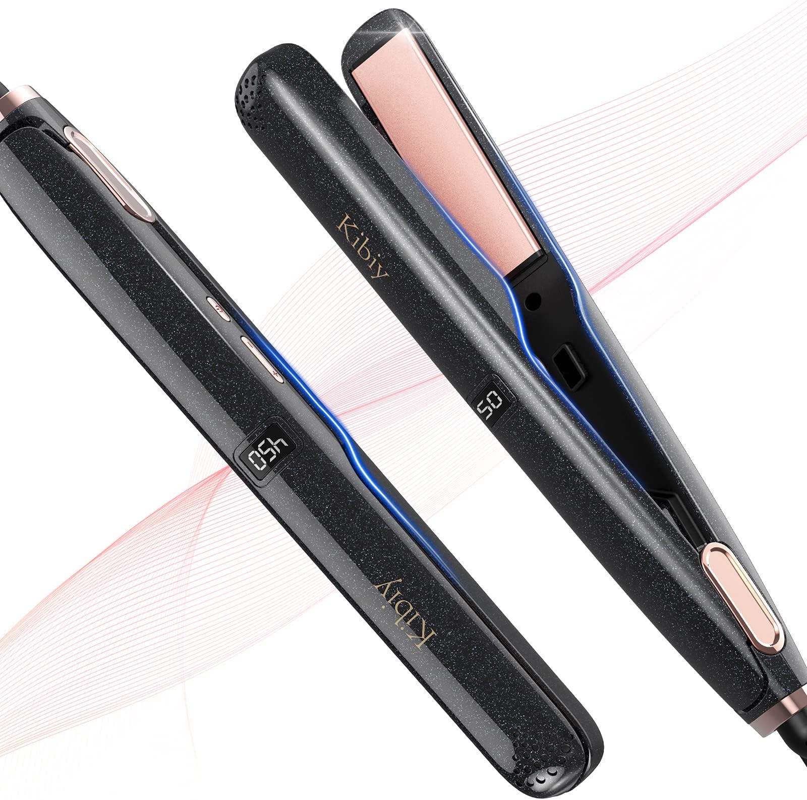 Hair Straightener and Curler, Argan Oil Tourmaline Ceramic Titanium Straightening Curling Iron for Healthy Hair, 12 Temp Setting, Twist Angled 1" Plates Digital Flat Iron for All Hair Type