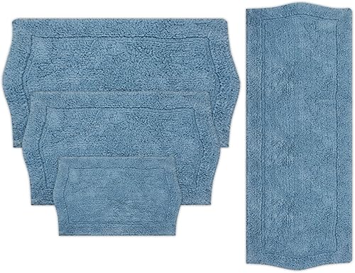 Home Weavers Waterford Collection - Alfombra de baño copetuda 100 % algodón, extrasuaves y absorbentes, antideslizantes, lavables a máquina, juego