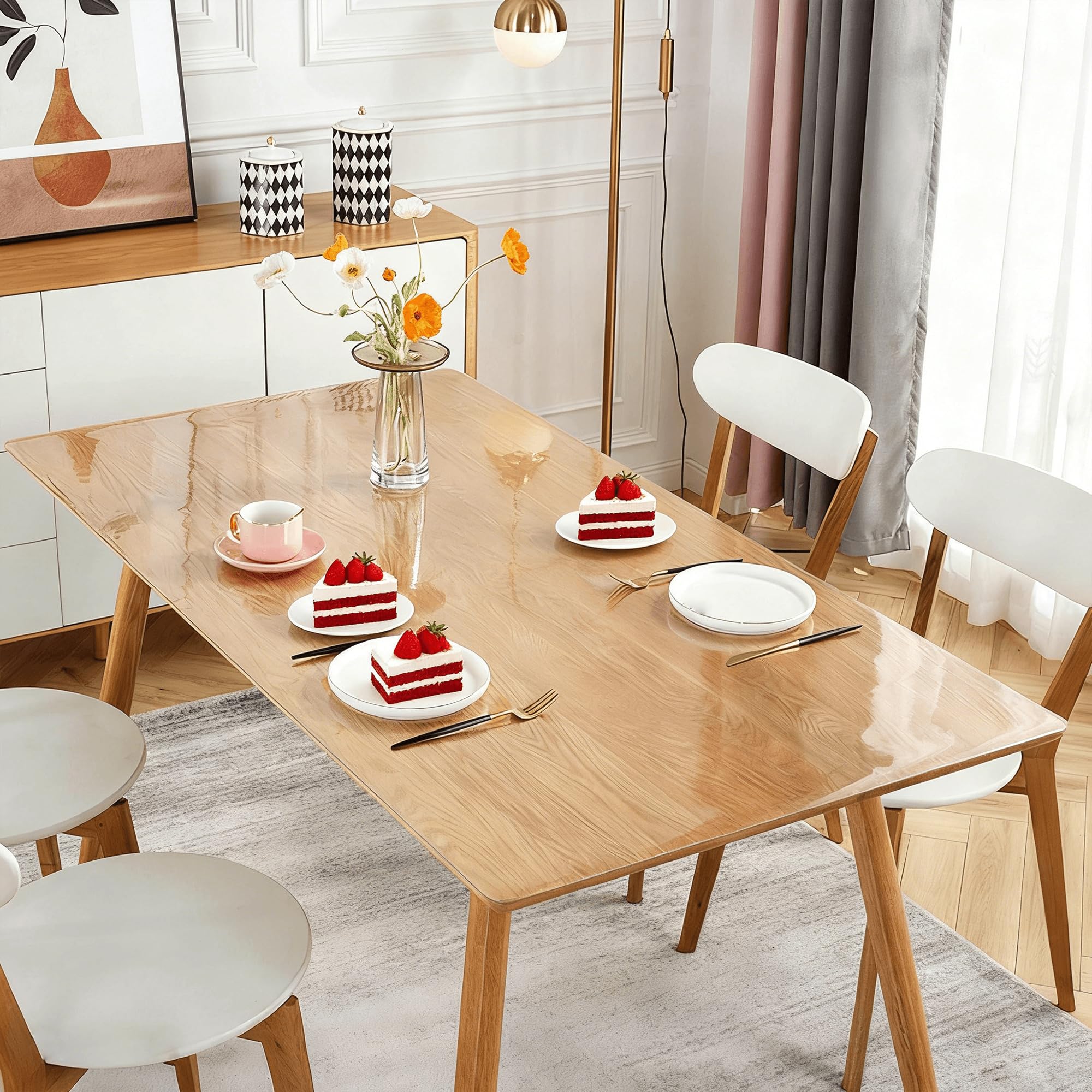 Nappe transparente en PVC 110x130 pour repas en famille et jardin