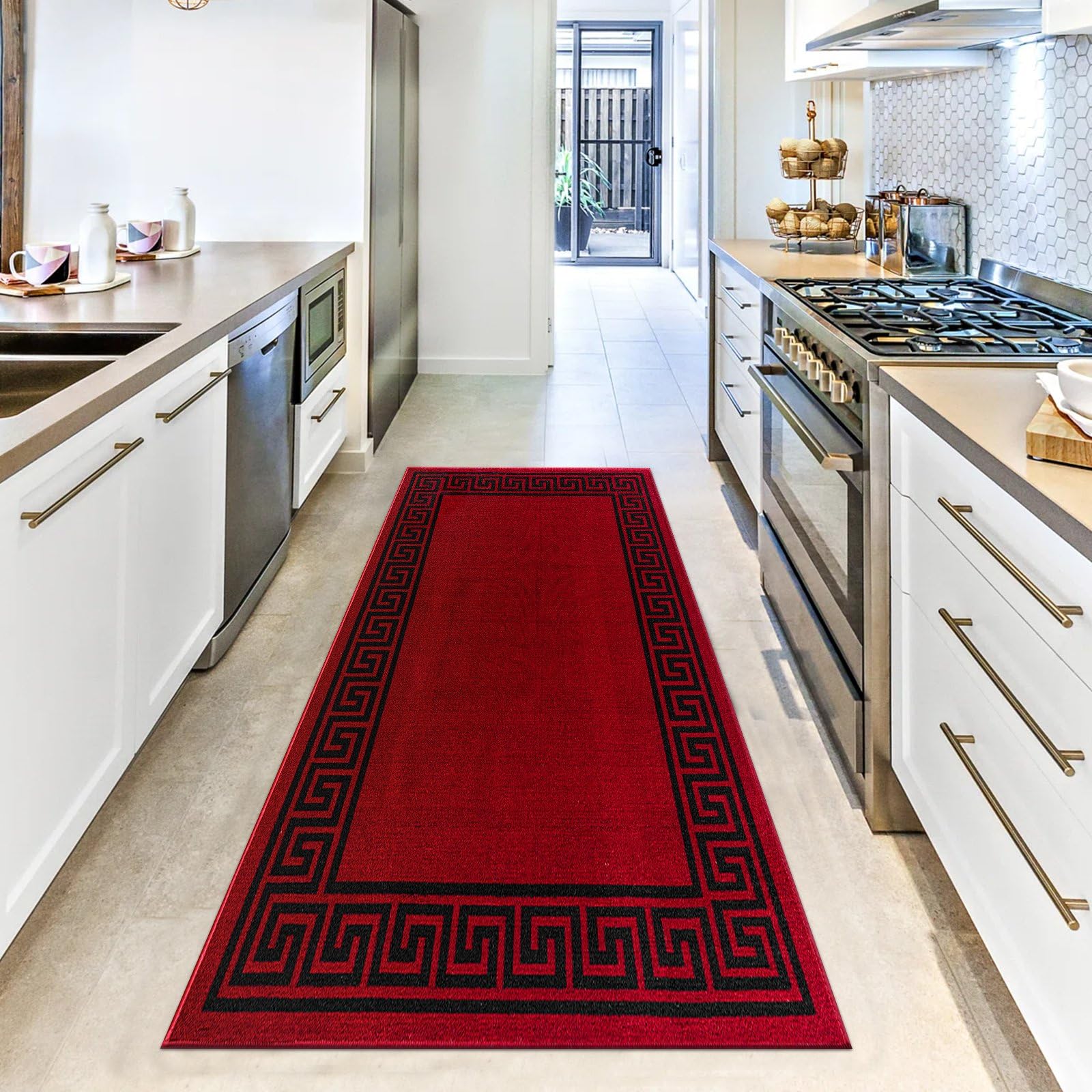renoazul® Carpet Runners for Hallways Non-Slip Long & Wide Heavy-Duty Plain | 80 x 300 cm Super Absorbent Indoor Stair Carpet and Kitchen Anti-slip Floor Mats - Greeky Rug - Grey & Black — view 130