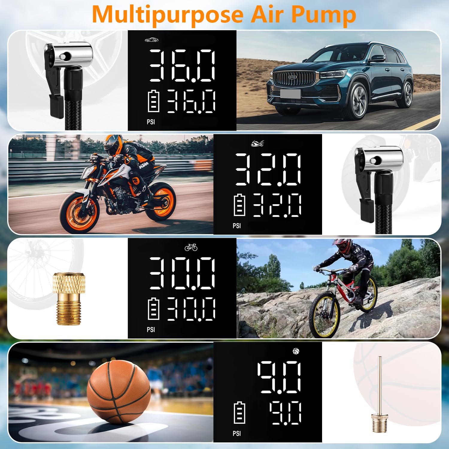 ❤素早くタイヤに空気を補填♪❤軽量コンパクトで扱いやすい❣エアコンプレッサー ❤素早くタイヤに空気を補填♪❤軽量コンパクトで扱いやすい