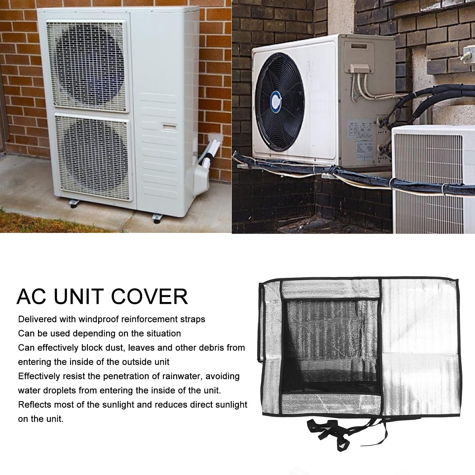 Copertura Condizionatore JTLB In Alluminio Silver - Protezione Antipolvere, Pioggia E Sole, 105x40x75 Cm - Foto 6