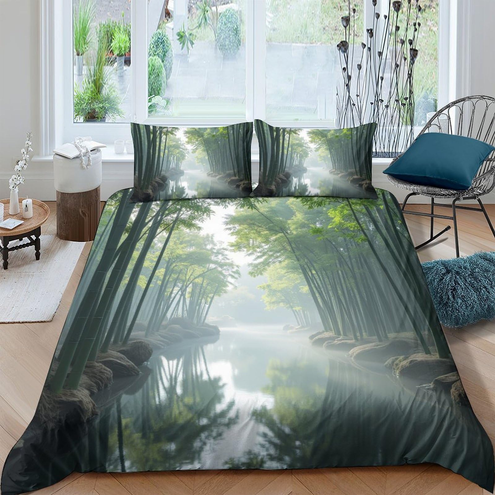 Ctjqhvkz Style-3 3D Printed Forest Sunlight Fitted Sheet Microfiber Soft Bed Cover Nature Woodland Bedroom Decor Mattress Protection Single（135X200cm）