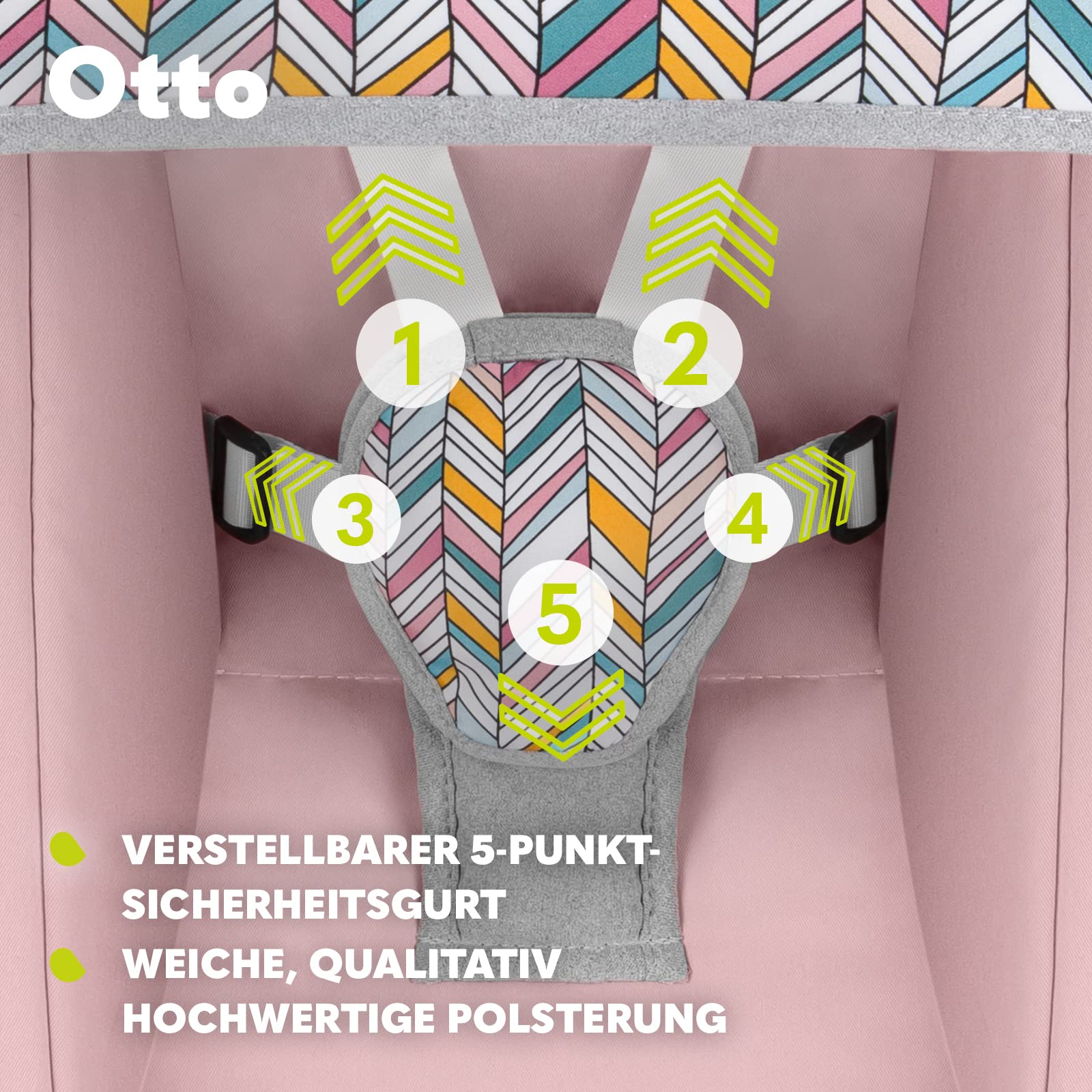 LIONELO Otto Baby Huśtawka dla niemowląt, łuk do zabawy z interaktywnymi zabawkami, 5 prędkości huśtawki, odgłosy natury, od urodzenia do 9 kg, składany (Cozy Grey) (różowy)