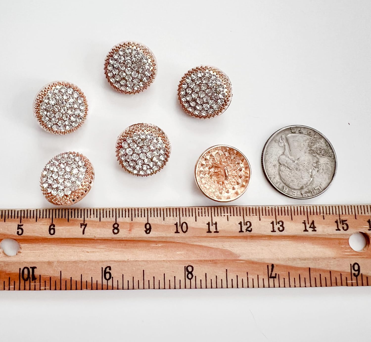PEPPERLONELY 6PC Silver Gold Rhinestone Metal Buttons for Clothing Jeans Crafts Blazer Pants Jackets Sewing Jewelry Making (Gold, 18mm) - Image 4