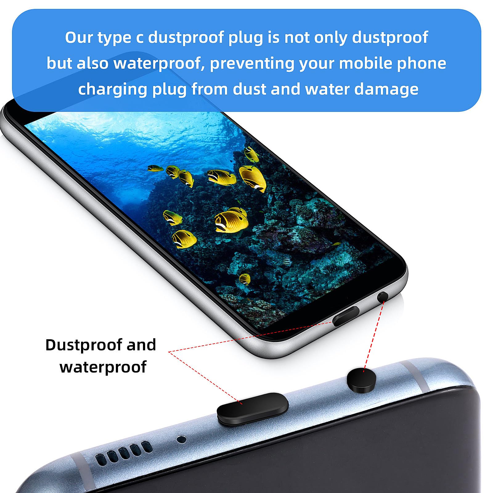 3 Confezioni Tappi Antipolvere Per Porta USB-C E Jack Auricolare 3.5mm - Gomma Nera Plastica, Protezione Per Smartphone E Tablet