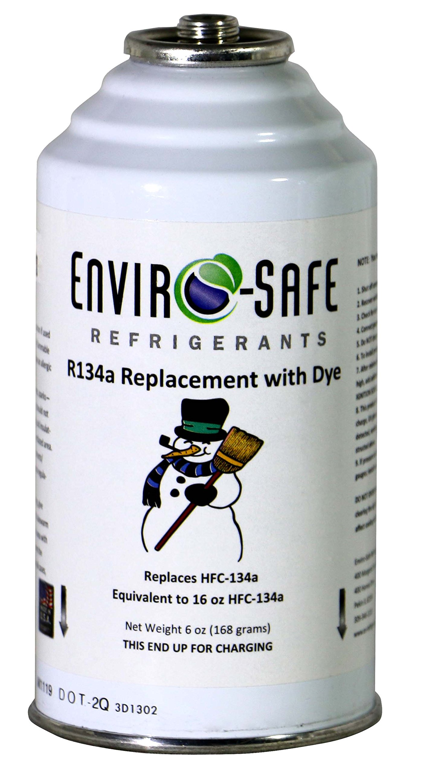 ENVIRO-SAFE Kältemittel R134a Kühlmittel Klimamittel Ersatz für R134a Auto A/C Klimaanlage Refill Dose Replacement Refrigerant with Dye - 6oz