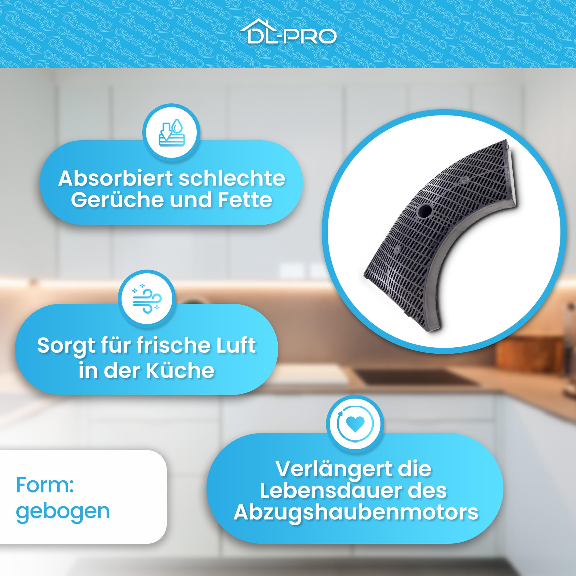 DL-pro Aktivkohlefilter 2er-Set Für Dunstabzugshauben – Passend Für Whirlpool, AEG, Zanussi, Faber Uvm.