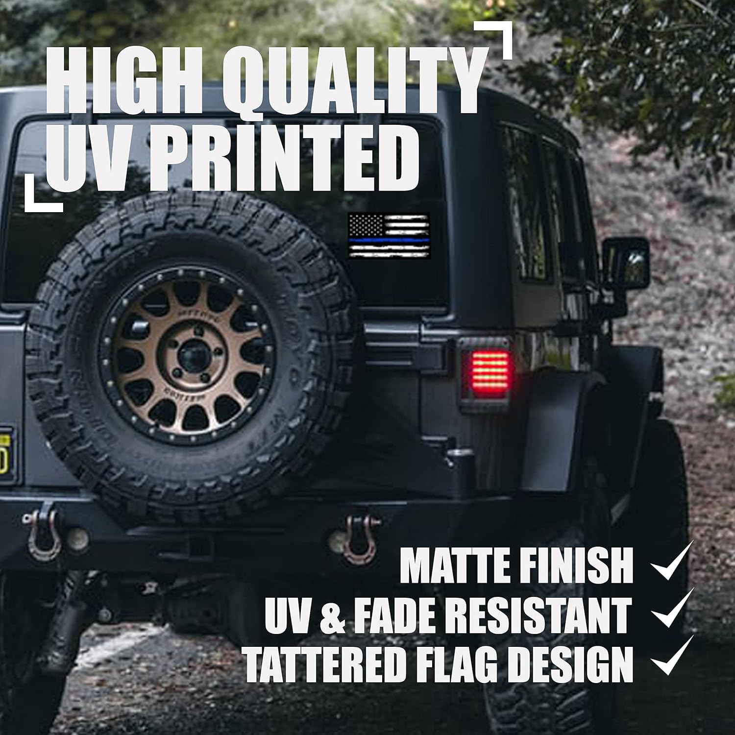 GRITKULTURE 5.1 Inch X 3 Inch Thin Blue Line US Flag Decal Stickers Pack of 10 for Trucks Cars American Flag Black American Flag Back The Blue Decals Car Bumper - Image 3