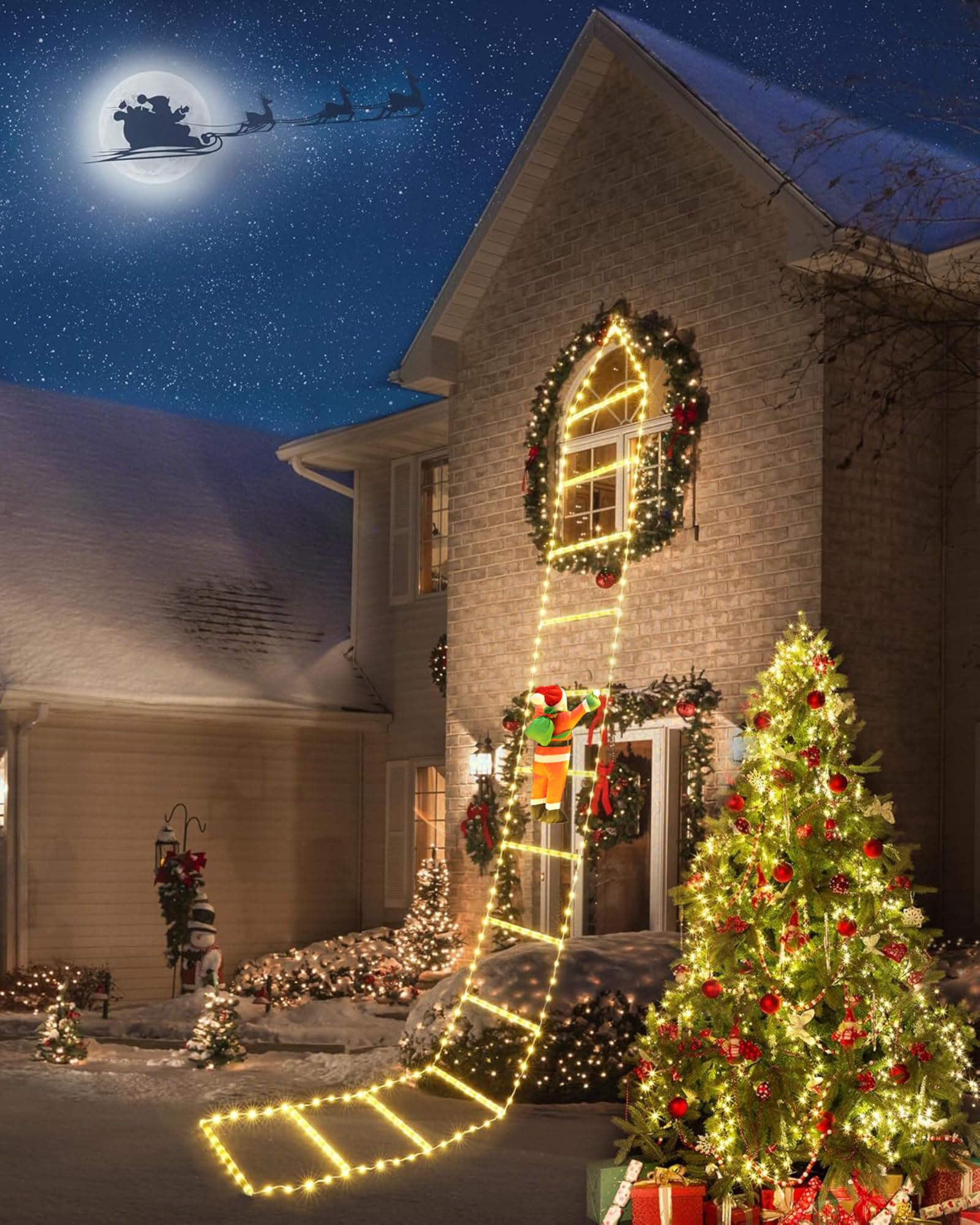 IShabao 3M Leiter Lichterkette Mit Weihnachtsmann - 310 LED Mit Timer & 8 Modi