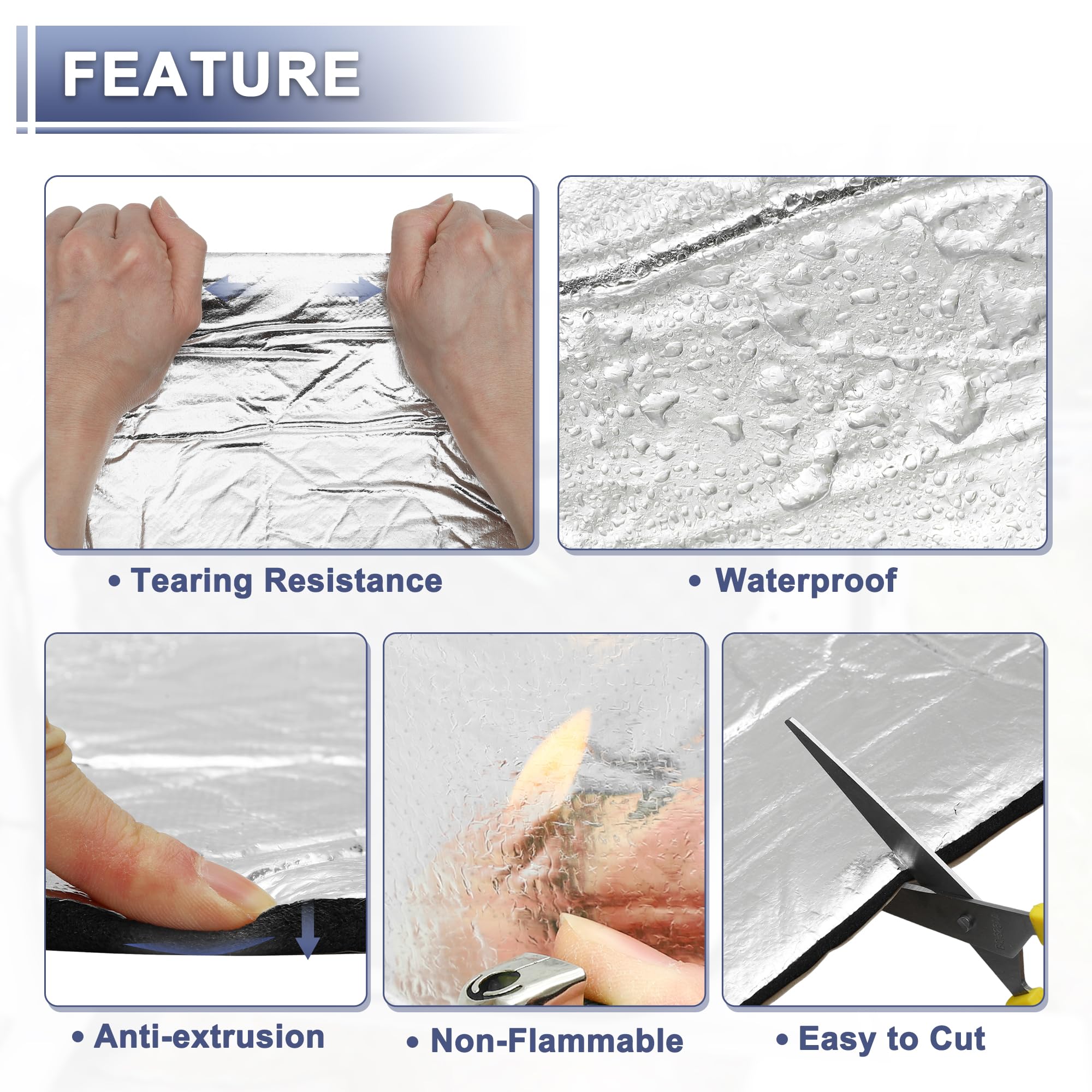 Tappetino Insonorizzante Per Auto - Schiuma Celle Chiuse 10mm Con Alluminio, 100x60cm - Foto 3