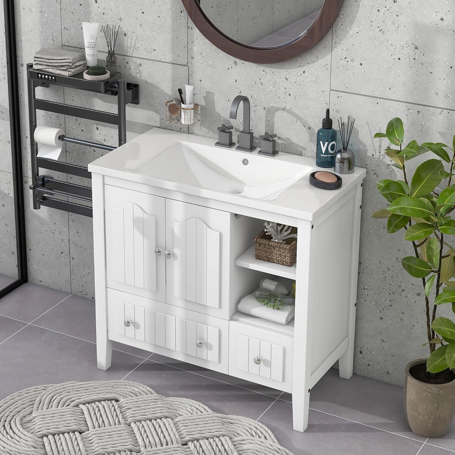 Amazon.com: 36 Inch Bathroom Vanity with Ceramic Sink Set Combo ...