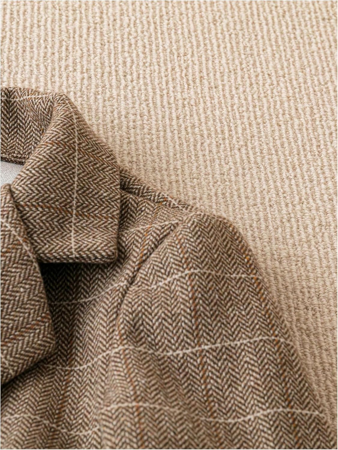 GORGLITTER Women's Plaid Blazer Jacket Business Casual Office Double-Breasted Lapel Coat Outwear