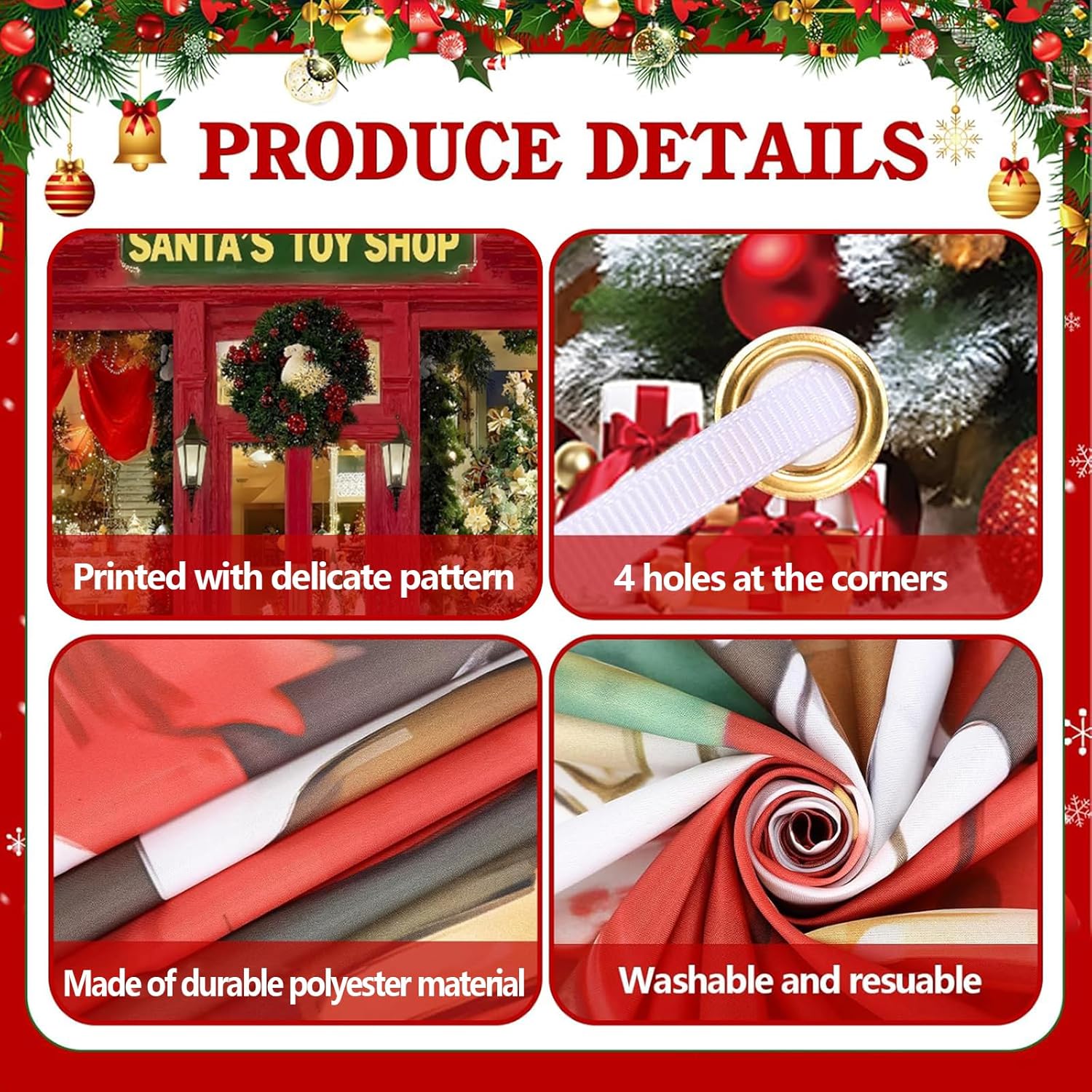 7x8 Ft Christmas Garage Door Banner Decorations Santa's Toy Shop Garage Door Cover Single Merry Christmas Santa Claus Toy Shop Party Banner Wall Photo Backdrop for Xmas Eve Winter Outdoor Indoor Decor