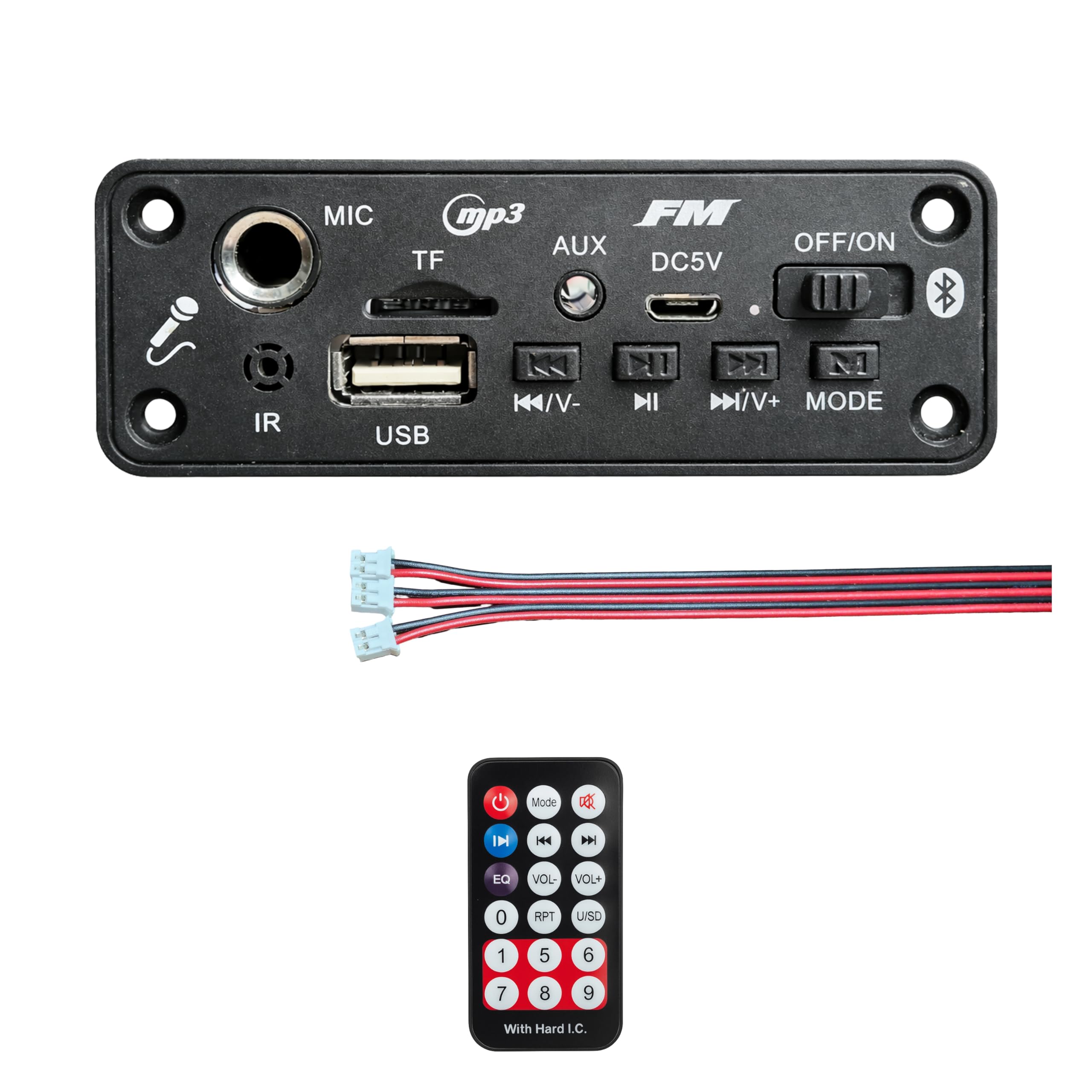 Digital Stereo Bluetooth MP3 Player Module Inbuilt Dual Amplifier, MP3/FM Player with Remote, USB/SD/AUX Support