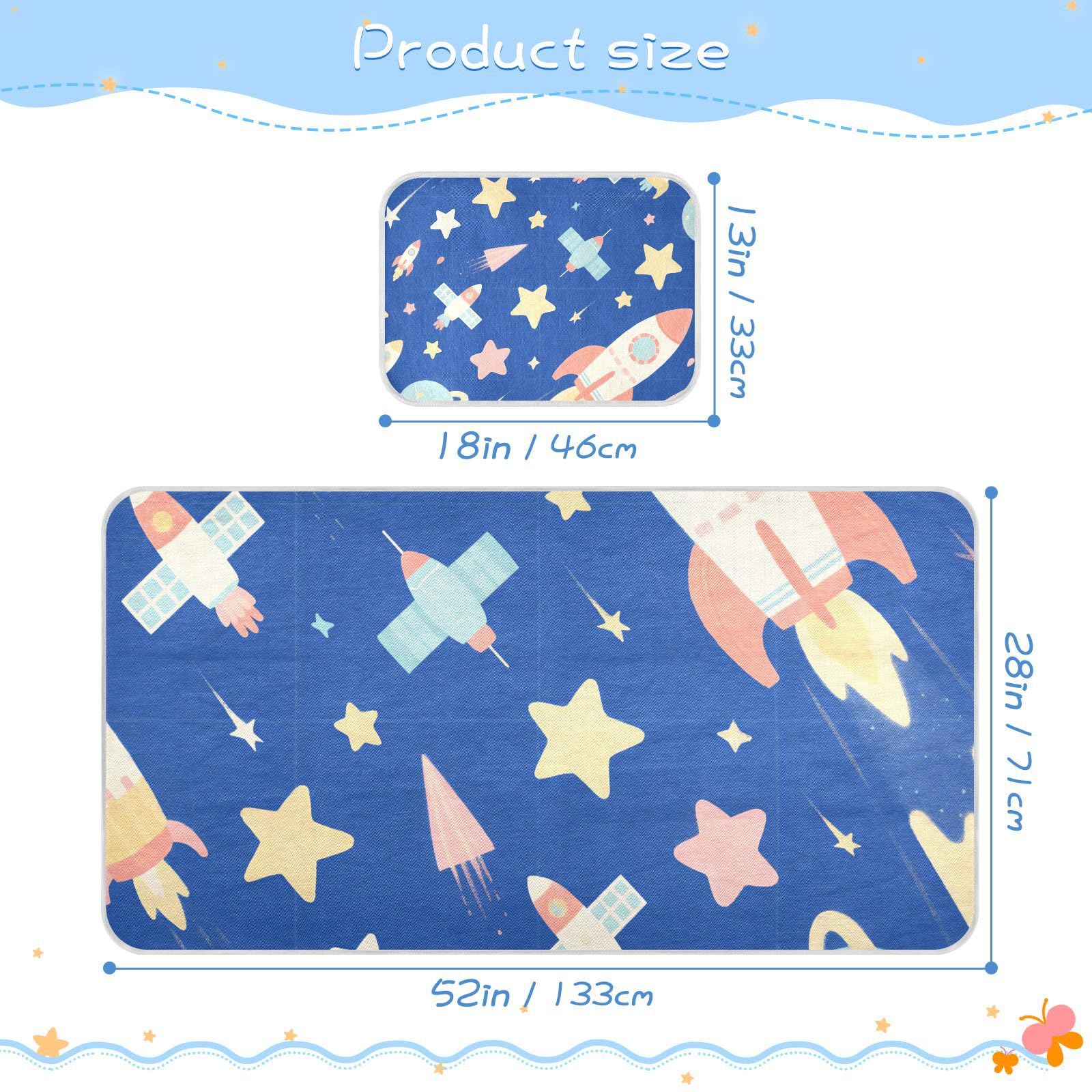 A Cute Cartoon Blue Universe Cooling Baby Mattress Protector Pads 28