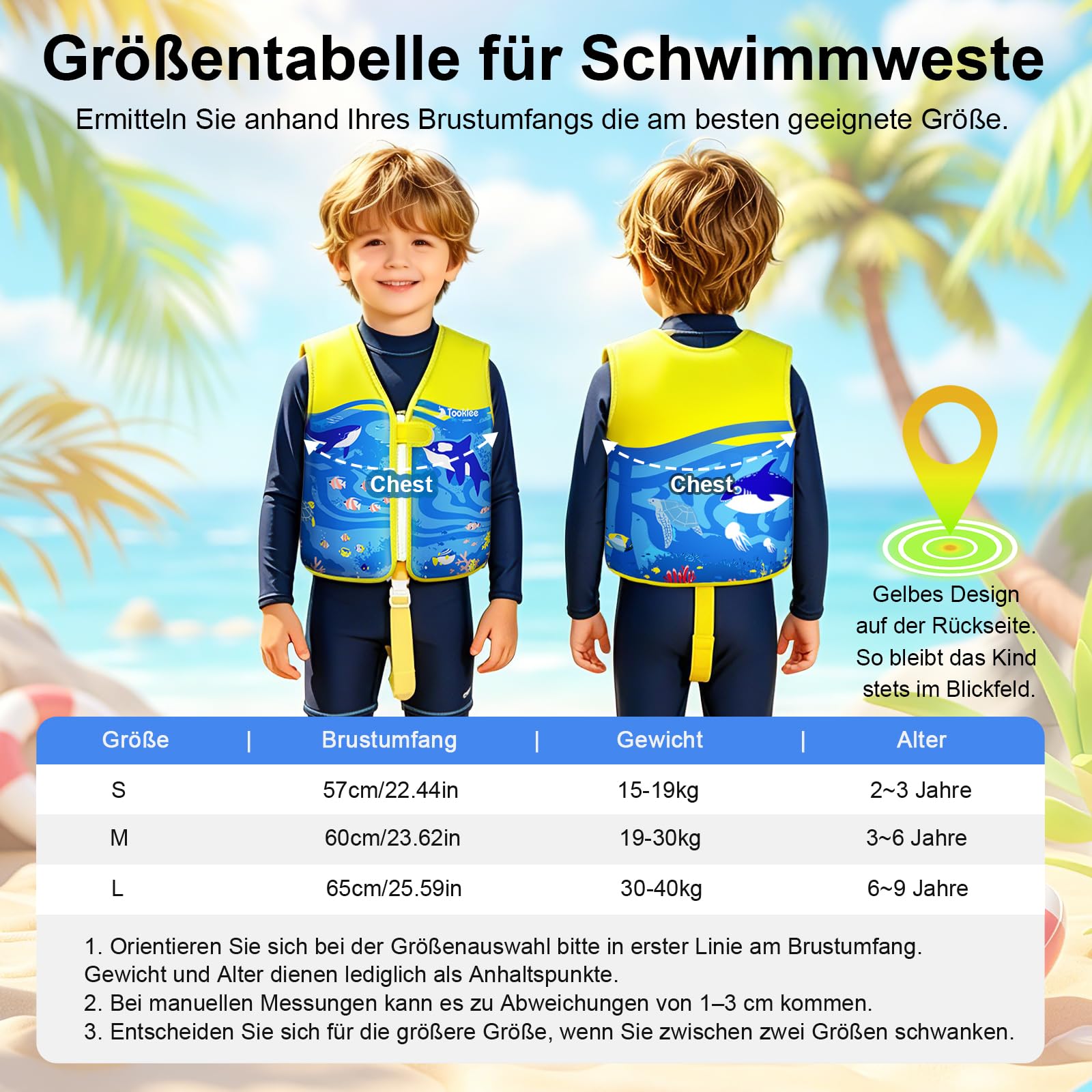 Verstellbare Schwimmweste Kinder, Neopren Schwimmhilfe Kinder, TÜV geprüfte & Sichere, Leicht und komfortabel, Baby Schwimmlernweste für Schwimmunterricht, Schwimmtraining-02A