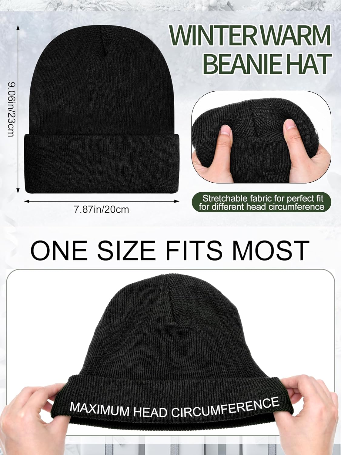 6 Pcs Men Winter Beanie Hat Touchscreen Glove Set Knit Hats Skull Caps Warm Fleece Lined Gloves Gifts