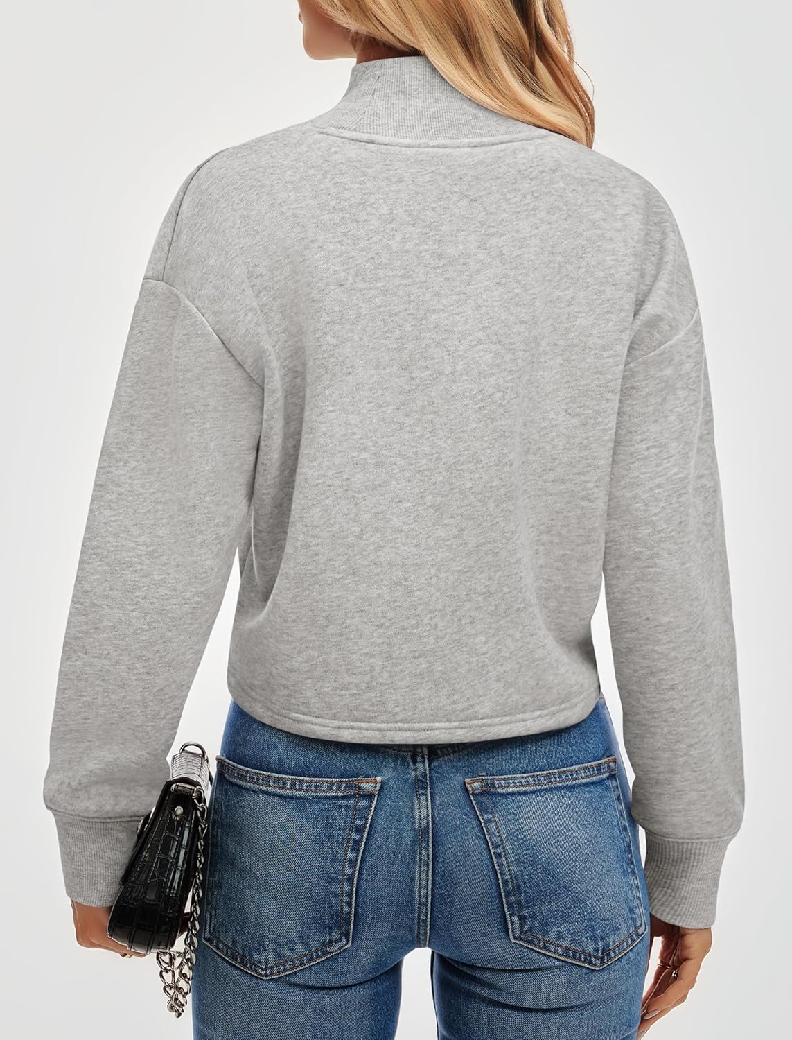 Womens Mock Neck Sweatshirts Fleece Lined Cropped Oversized Mockneck Pullover Sweatshirt Trendy Casual 2025 Fall - Image 5