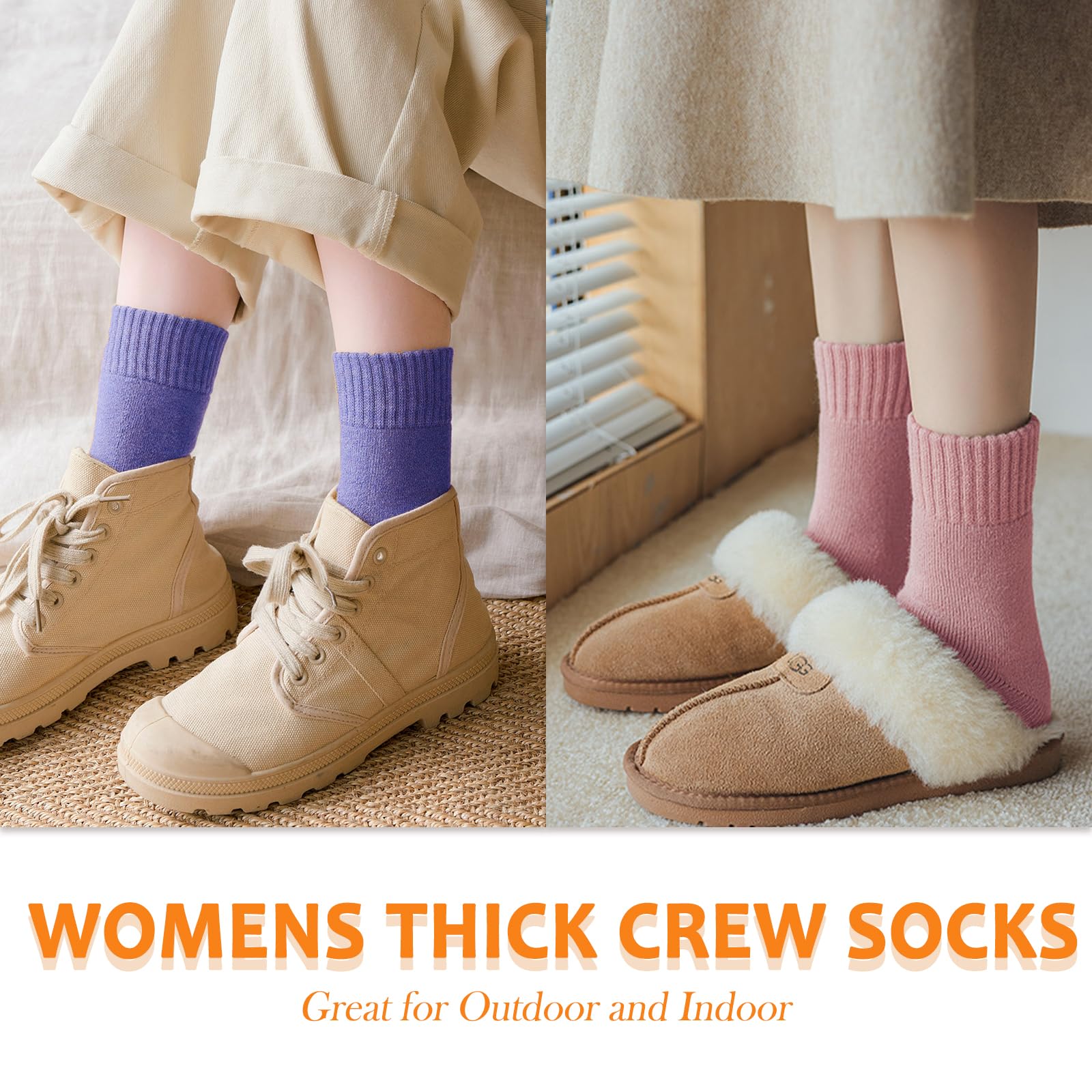 Hocerlu Calze Termiche Donna, 5 Paia Calzini Calde Invernali Donna, Calzettoni Termici Spugna Morbidi Comodi, Per Passeggiate Escursioni Lavoro Regali, Taglia 35-42