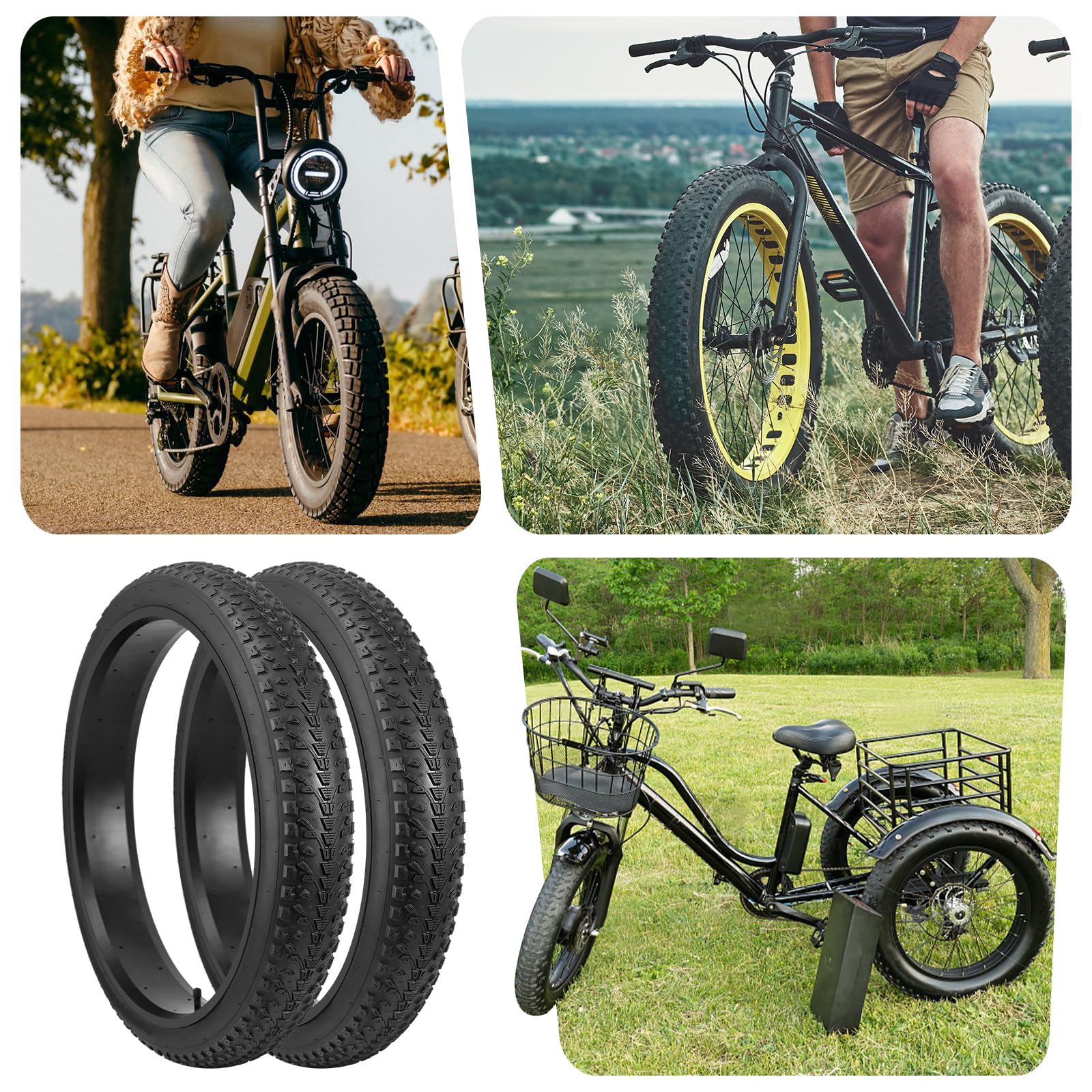 MEGHNA 2 Pezzi Pneumatici Bici Elettrica 20/26x 3.0 Pollice Pneumatici Bici Pieghevole Fat Pneumatici Heavy Duty Fat Bike Pneumatici