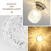 Vista 4 de Lámpara de techo semiempotrada de vidrio vintage plateada, paquete de 2 lámparas de techo de vidrio martillado, pequeña lámpara de techo para sala