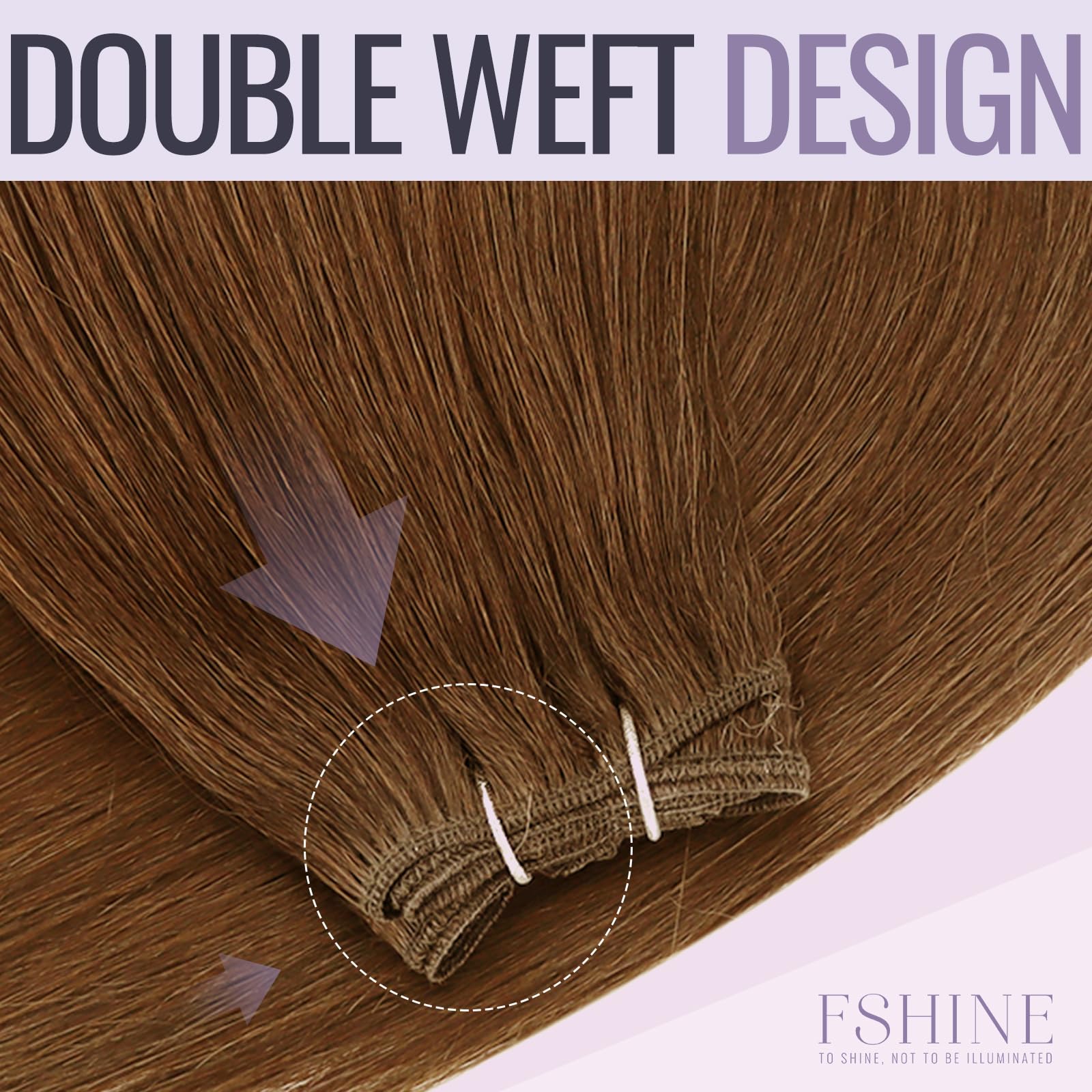 Fshine Extension Capelli Veri Marrone Rosso Tessitura Meches Umani 50cm 100g Cucite #330