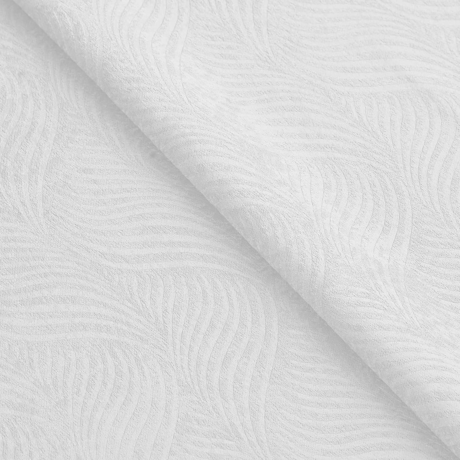 Superior Wave Room Darkening Blackout Curtains, Sun Blocking Window Accents for Living Room, Bedroom, Kitchen, Modern Geometric Waves Design, Grommet Header, Set of 2 Panels, 52" x 108", Snow White