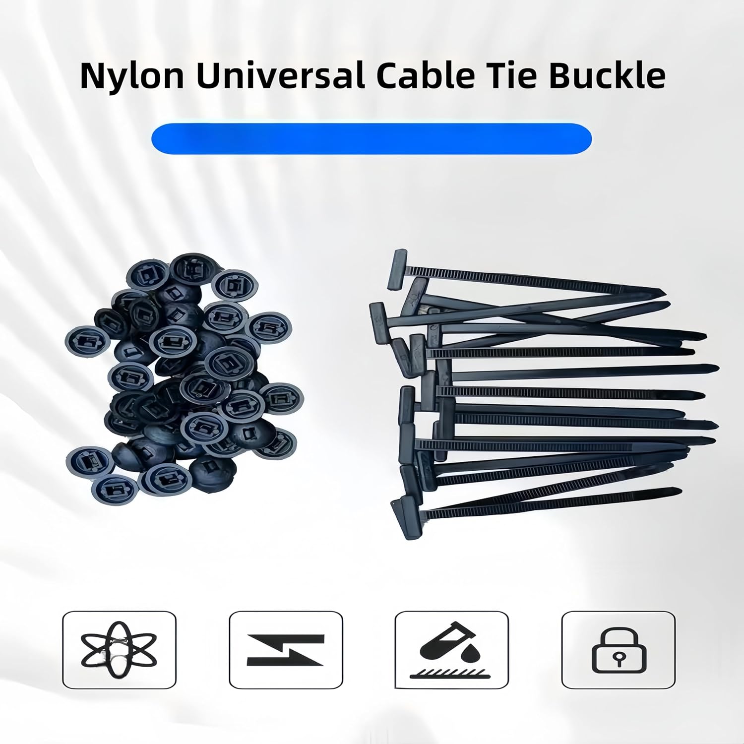 Nylon Universal Cable Tie Buckle, 2025New Multipurpose Plastic Cable, Ties Nylon Cable Tie Buckle Fixed, For Daily Car Maintenance,Heavy Duty Self-Locking (20Pcs)