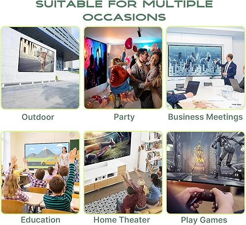 Miniatura 6 de AAJK Pantalla de proyector de 80 pulgadas, pantalla de proyector lavable 169, plegable, antiarrugas, portátil, pantalla de películas para cine en