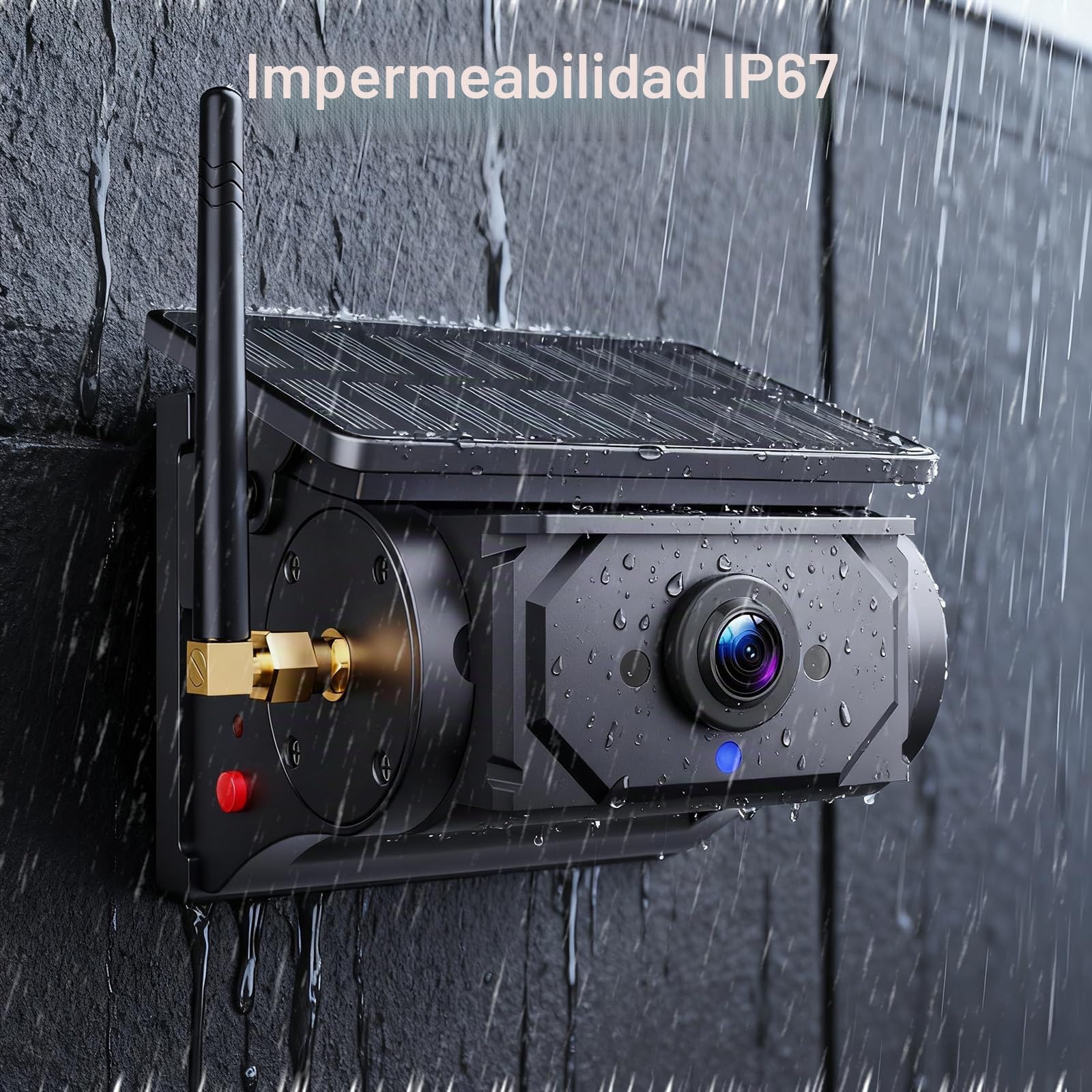 Camara Trasera Coche Inalambrica Solar, 9600mAh Batería Recargable Camara Marcha Atras Inalambrica, Impermeable IP67 Visión Nocturna 1080P HD, Gran Angular para Caravana Camión RV Remolque