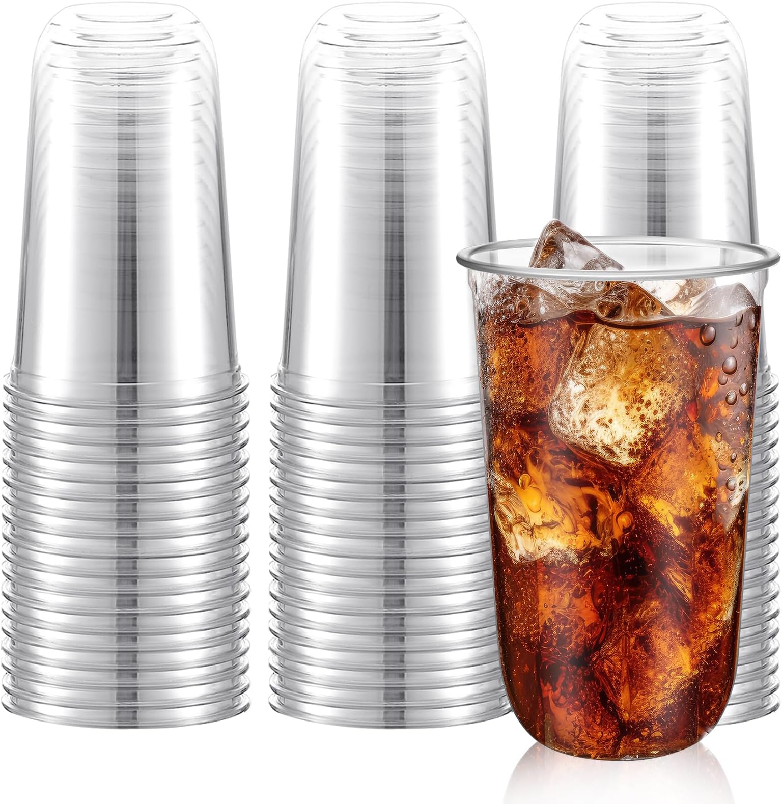 Ziliny 100 Pcs Plastic Stemless Wine Glasses Disposable Plastic Wine Glasses for Parties Weddings Birthdays Cocktail(Clear,18oz)
