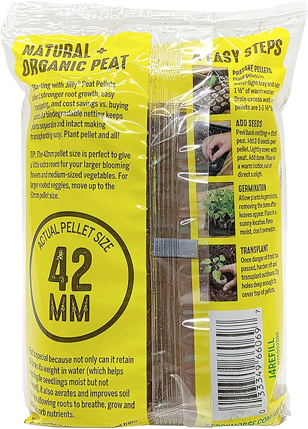 Jiffy Plant Starter Pellets - Compact Organic Seedling Peat Pellets Refill - 42mm, 5 Pack, Peat Soil