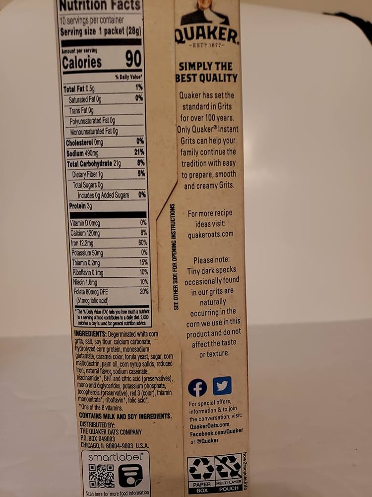 Quaker Instant Grits, Original, Oz Packets, 12 Count CAJA