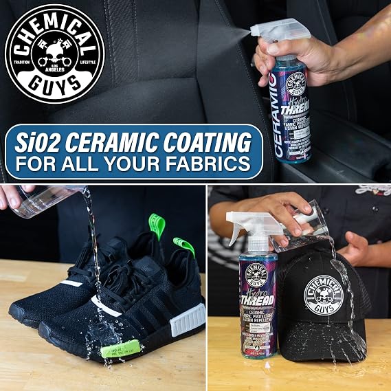Chemical Guys CWS203DK Foaming Citrus Fabric Clean Carpet & Upholstery Cleaning & Protectant Bundle with HydroThread, Drill Brush and Spray Bottle (Car Carpets, Seats & Floor Mats) 4 Items