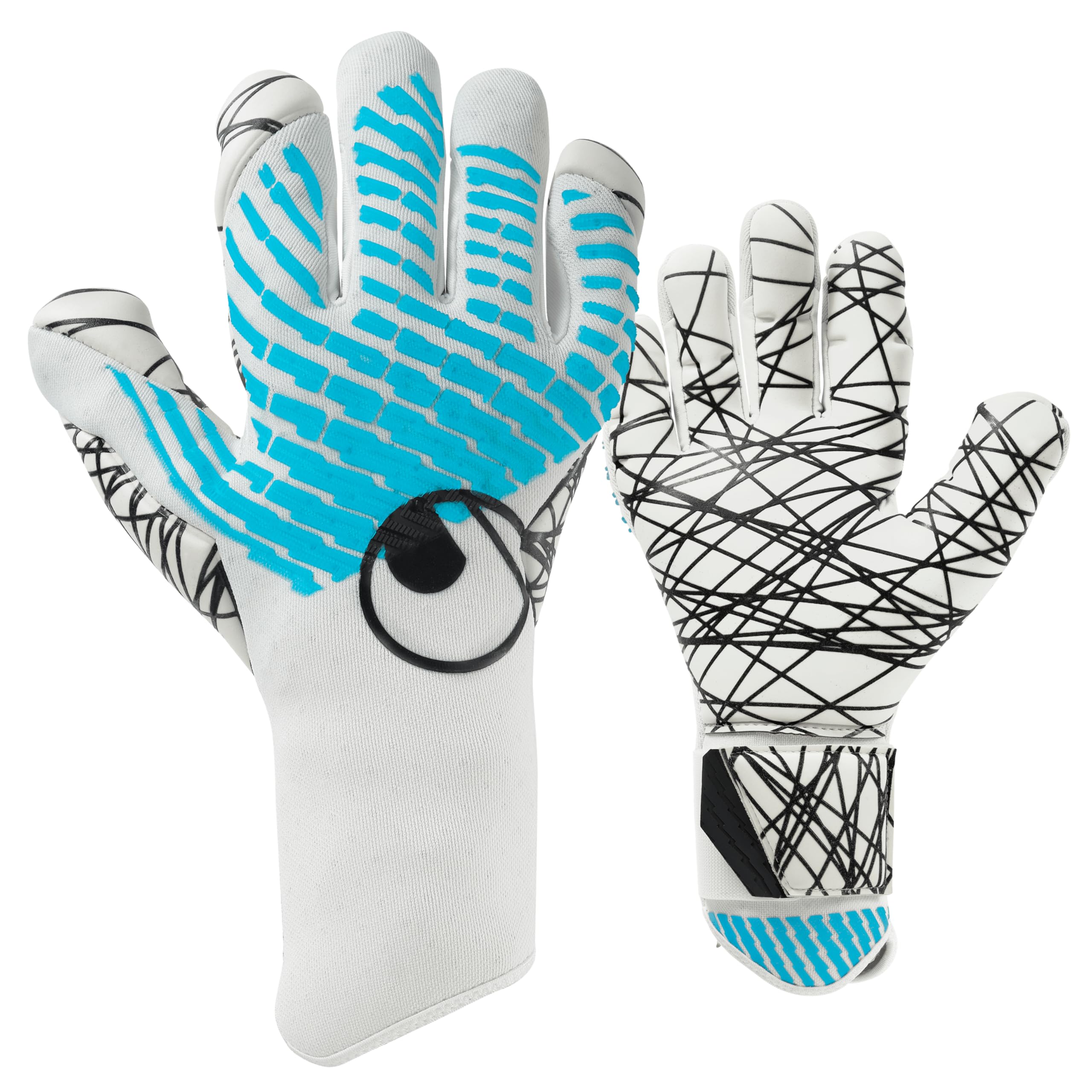 uhlsport Cybertec Ultragrip SC Football Goalkeeper Gloves, White/Cyber Blue/Black, 7