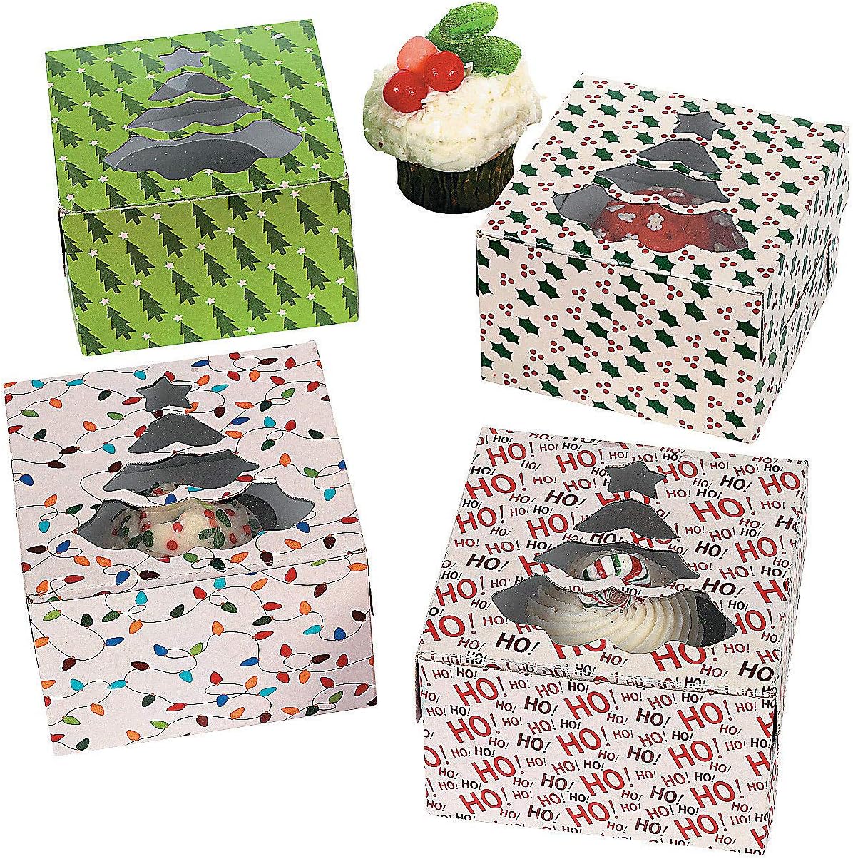 Fun Express Holiday Cupcake Boxes for Christmas Party