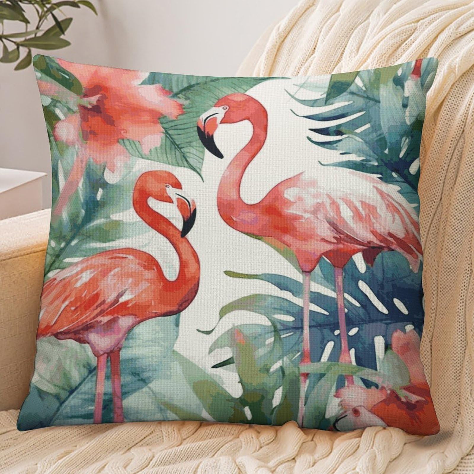 Fekiloot Style Flamingos Watercolor Tropics Pillowcase Pillow Sham Pillow Case