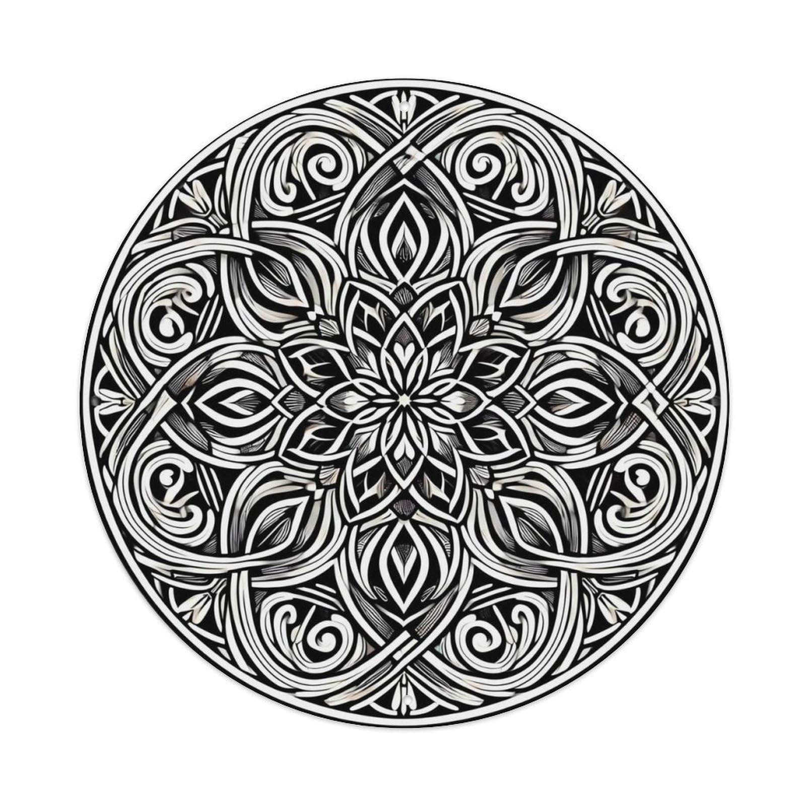 Intricate Circular Symmetrical Pattern Design Tin Sign Metal Poster Vintage Metal Signs for Home Man Cave Bar Cafe Kitchen laundry room Wall Decorations Gift 8x8Inch
