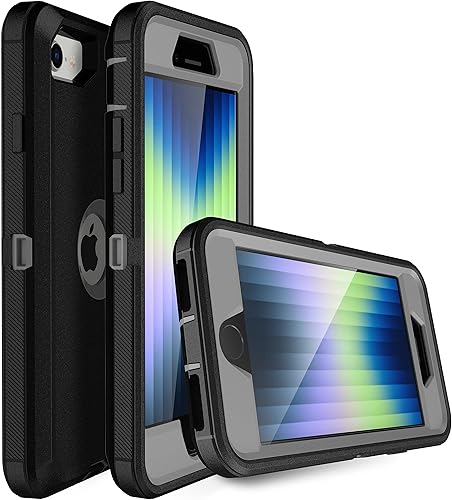 Miniatura 2 de MXX Funda protectora resistente para iPhone SE 202022 con protector de pantalla, 3 capas, goma resistente, clip giratorio para cinturón de 360