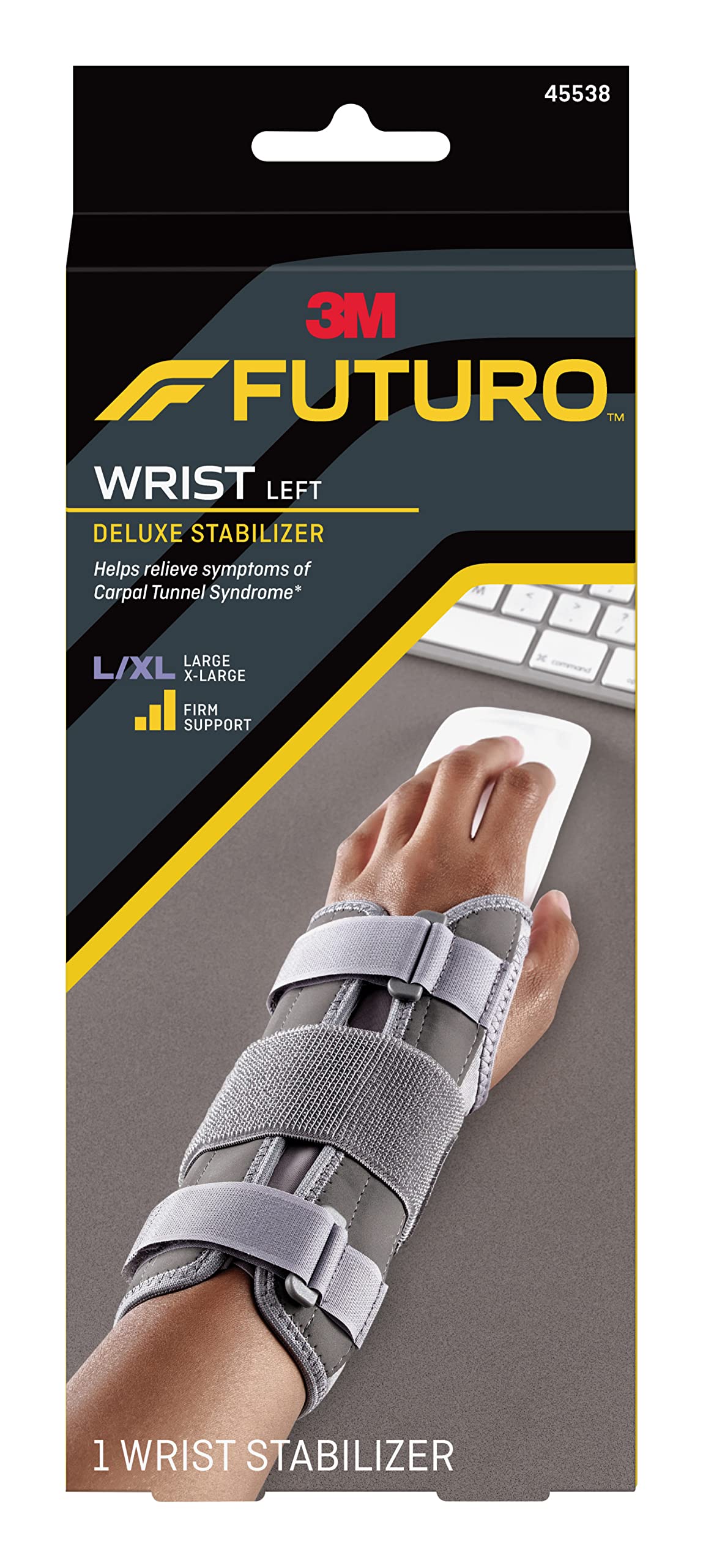 Deluxe Wrist Stabilizer Left Hand L/XL size, 1 unit/pack | Grey color | 45538ENT | Helps relieve pain symptoms | Firm support | Wrist support